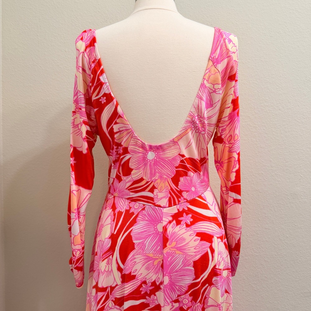 Free People First Date Jersey Maxi Dress XL Pockets Cherry Combo Bloomcore Pink - Picture 8 of 14